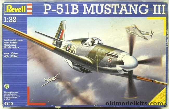 Revell 1/32 North American P-51B Mustang - RAF 316 (Polish) Sq Early 1944 / USAF 334th Sq 4th FG 8th 'Salem Representative' AF Debden-Essex England, 4740 plastic model kit